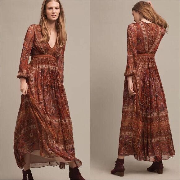 Anthropologie Dresses & Skirts - Anthropologie Ranna Gill Ceret Maxi Dress Size 2 Boho Floral Paisley Western
